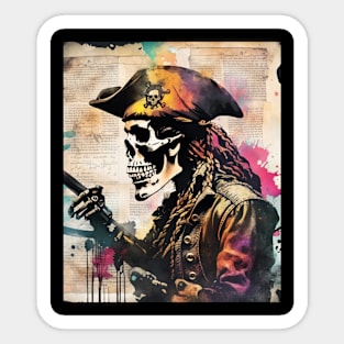 skeletal pirate Sticker